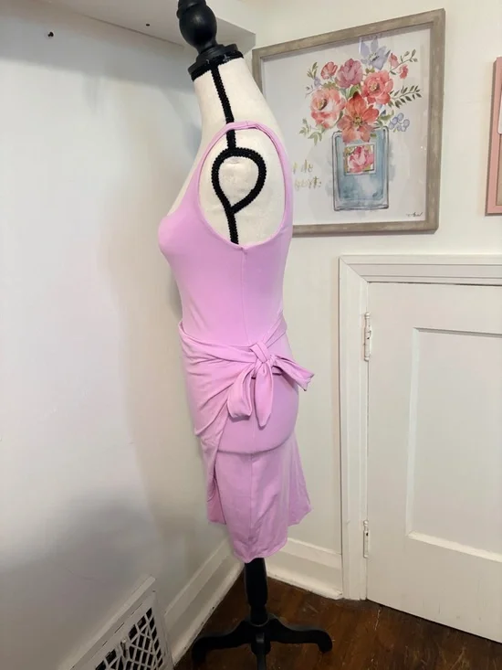 Wilfred Saturn Mini Dress Pink Wrap Tie Asymmetric Hem Square Neck Size S - Picture 4 of 11